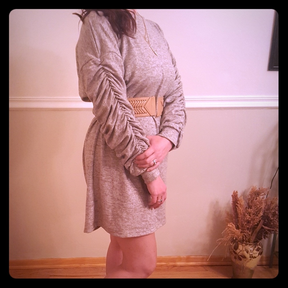 Zara ruched sleeve sweater dress