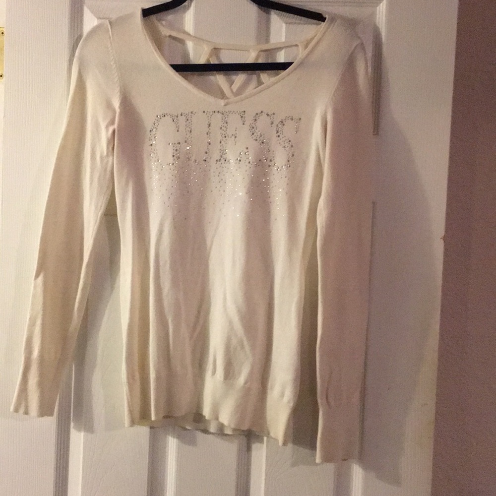 Guess white long sleeve sweater