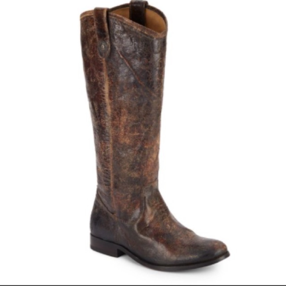 FRYE Melissa Brown Distressed Leather Boots, Sz 11