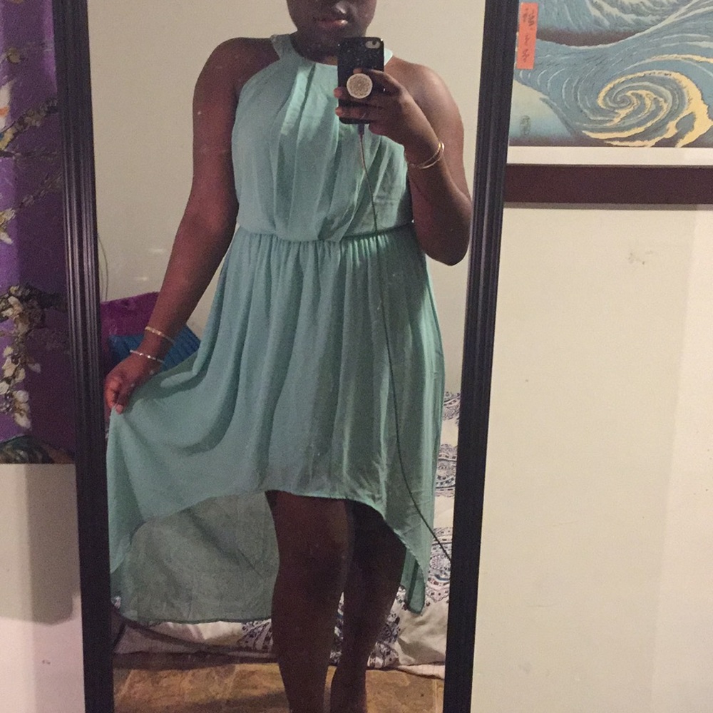 Seafoamy Teal High Low Dress