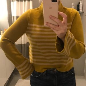Anthropologie Stripe flare sleeve mockneck