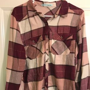 Maurice's Large Plaid Button Down top
