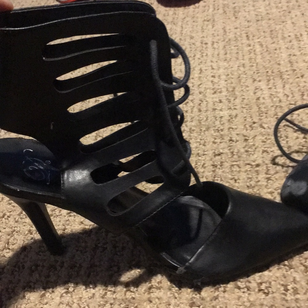Black strappy gladiator heels