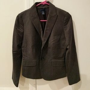 Gray pinstripe suit blazer