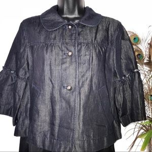 Ann Taylor Dark Denim Rounded Collar Jacket