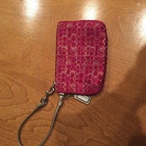 Pink coach wristlet