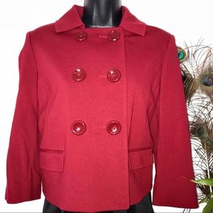 Ann Taylor Red Double Breasted Crop Jacket