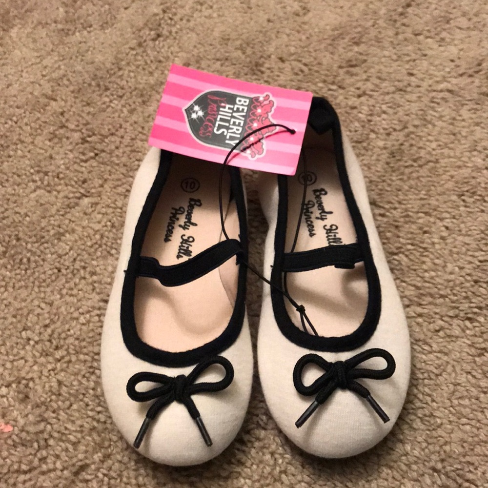 Cream and black dress slippers
