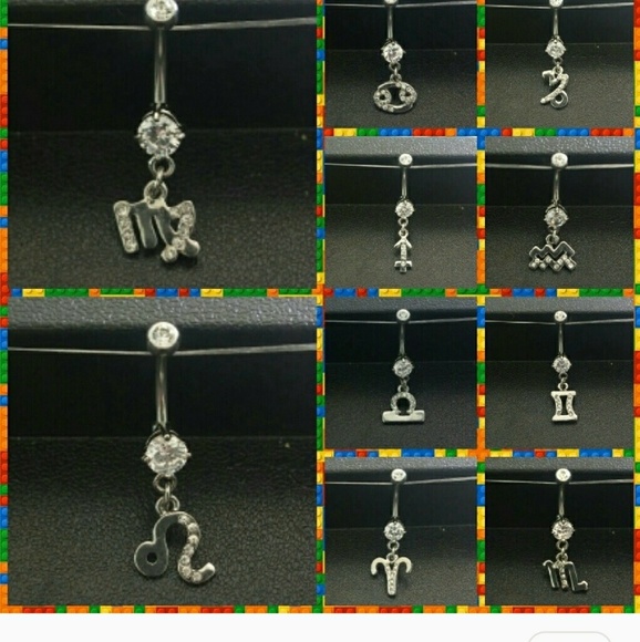 12 Zodiac Sign Belly Button Rings Value Pack - Picture 2 of 7