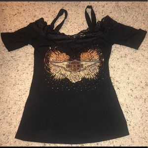 Harley-Davidson 3/4 sleeve bling top