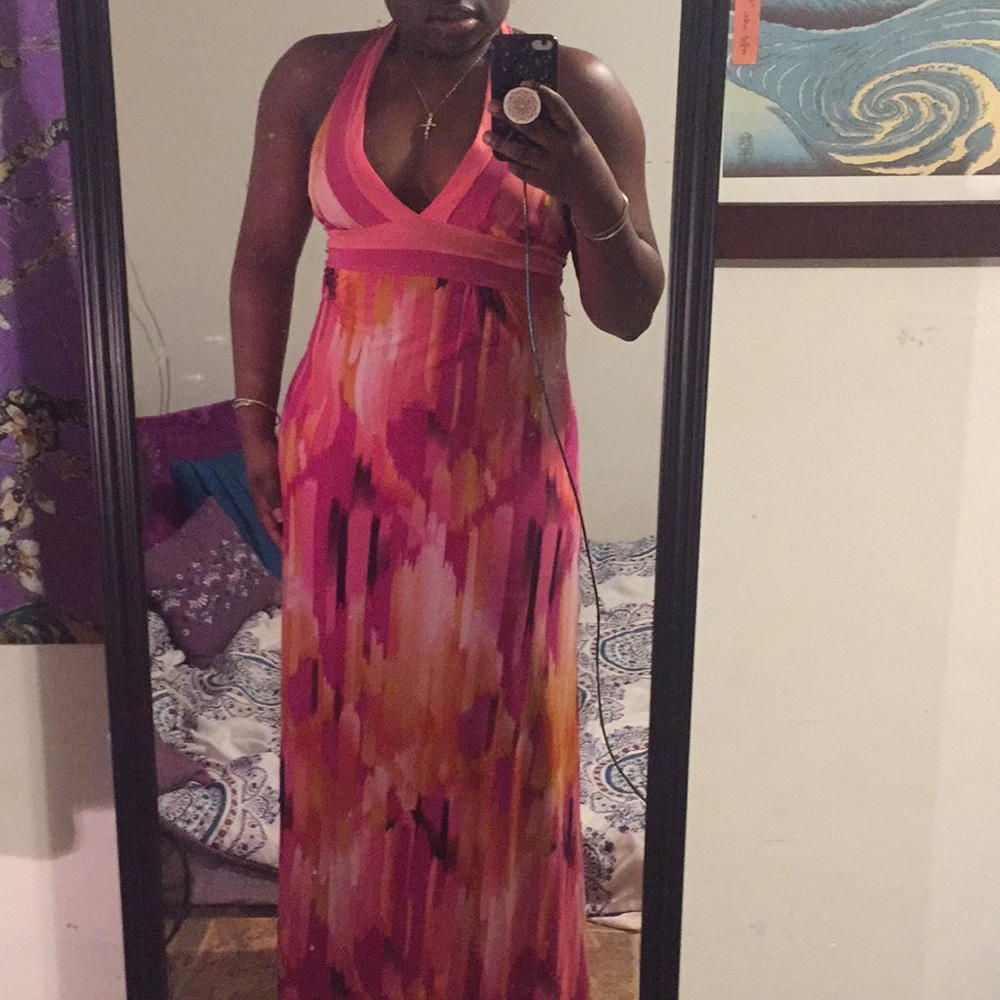 Pink and Magenta Brushstroke Maxi Dress