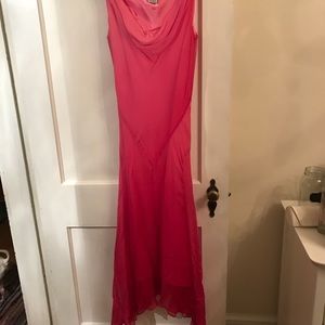Pink chiffon tea length dress