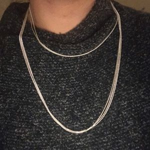 Silver colored layered necklace