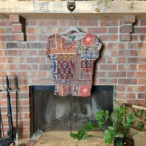 Lauren Patchwork Paisley Print Top