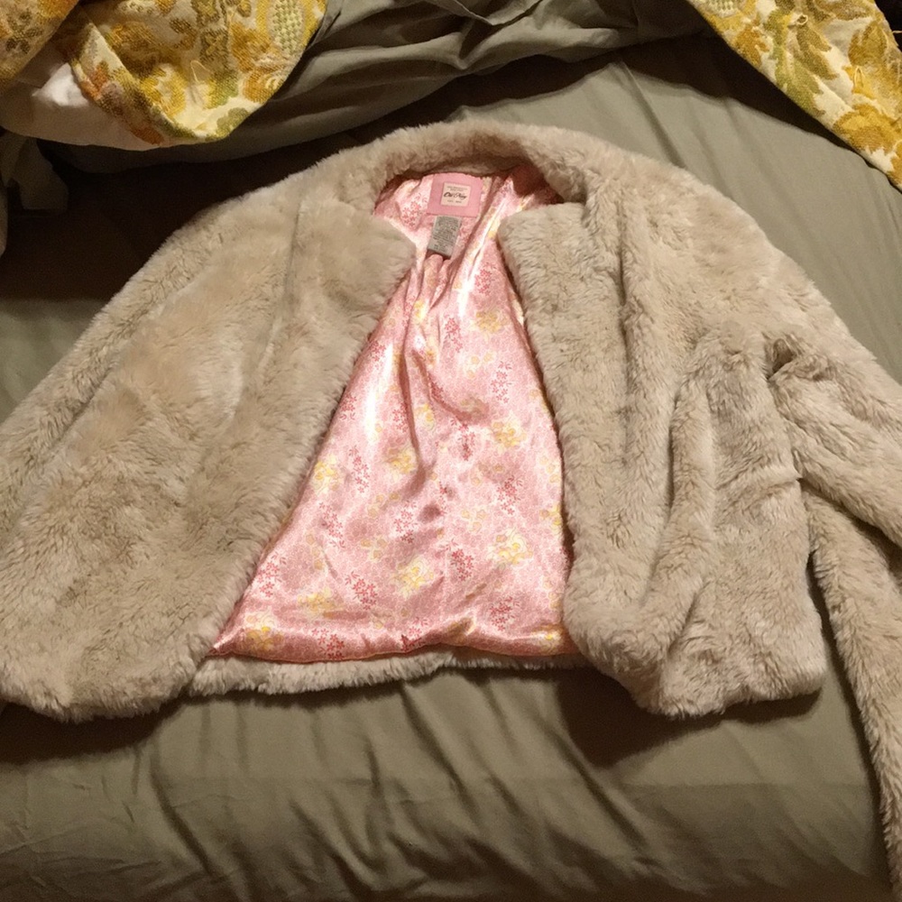 Faux fur coat.