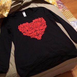 Crochet heart sweatshirt.