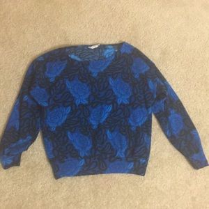 Blue and black slightly cropped sweater