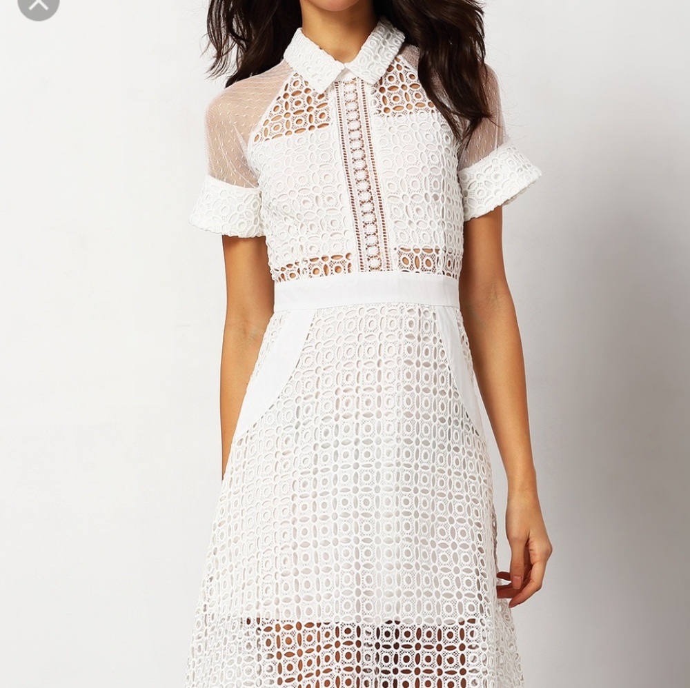 Hollow sheer lace dress