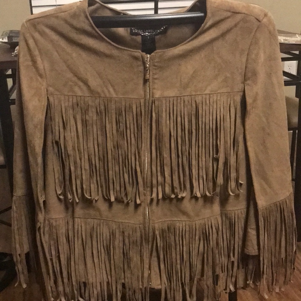 Chico’s faux suede fringe poncho