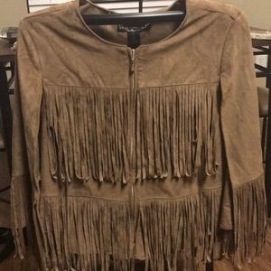 Chico’s faux suede fringe poncho