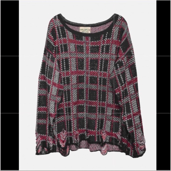 Wildfox NWT Wht Label Lennon Plaid Holiday Sweater - Picture 2 of 7
