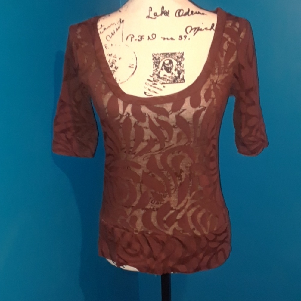 5/25 Rue 21 Brown Floral design  fitted tee