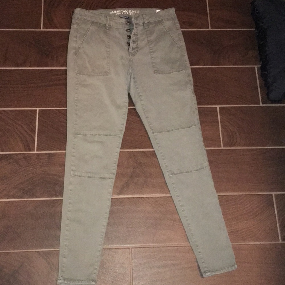 American eagle olive button up jeans