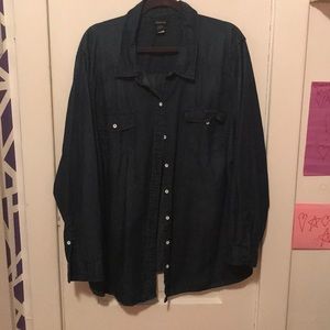 Dark wash denim button up top