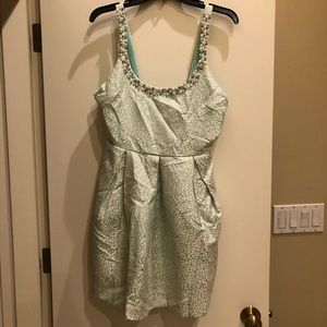 Seafoam green jeweled neckline dress size L