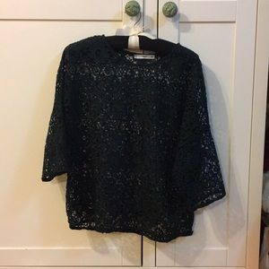 macrame hunter green mango top