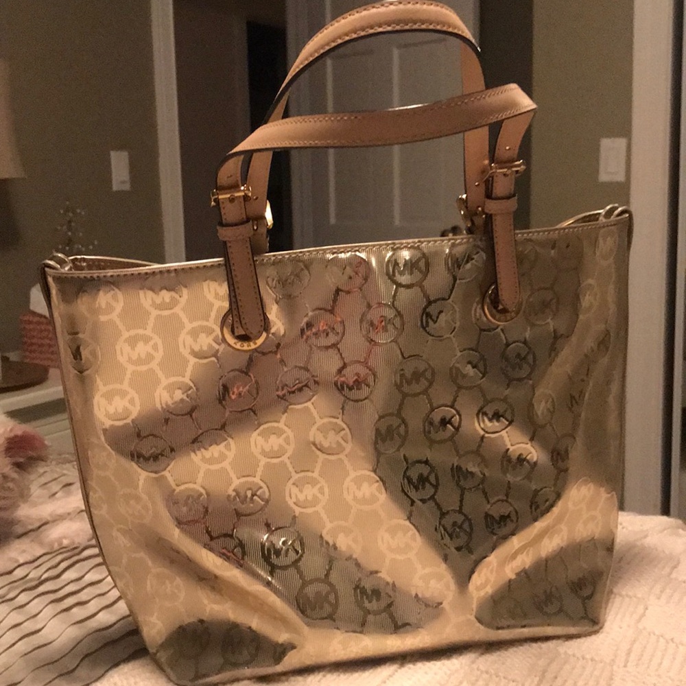 AUTHENTIC Michael Kors tote (gold metallic)