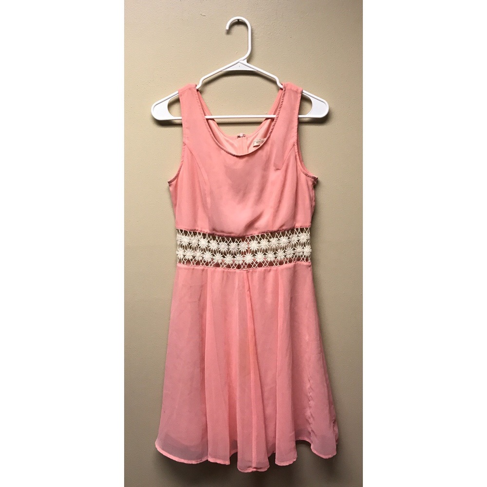 Alythea Pink Dress with White Flower Cut Outs