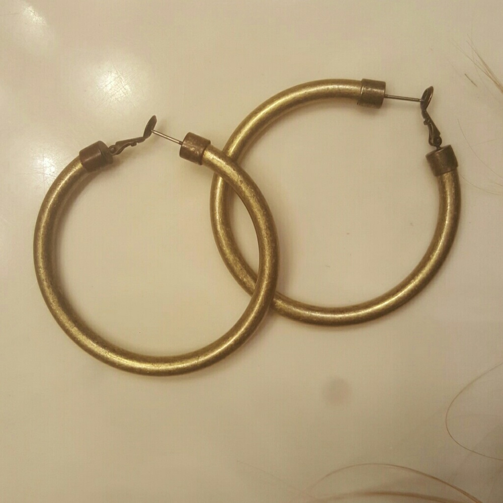 Thick gold hoop earrings