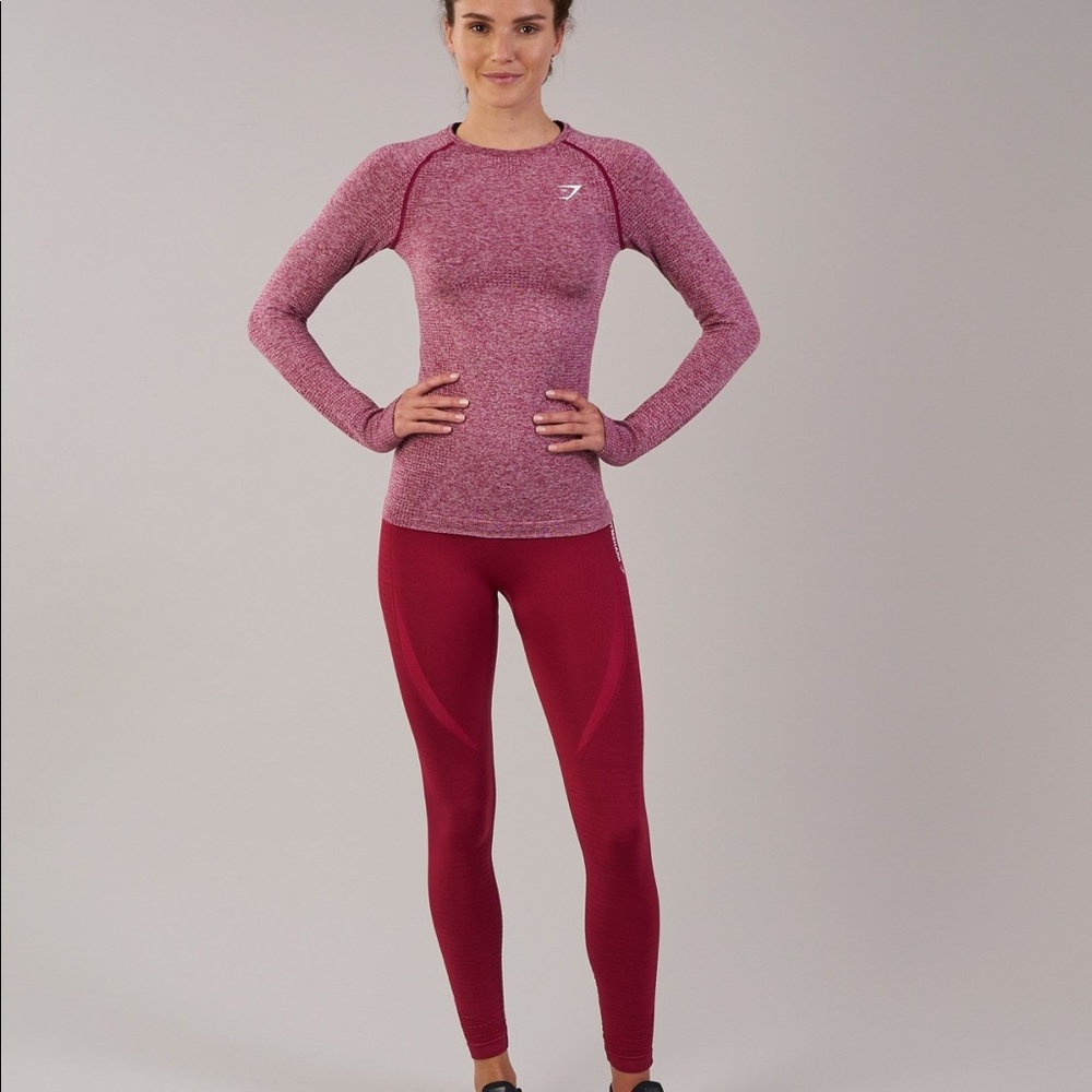 Gymshark seamless long sleeve in beet marl