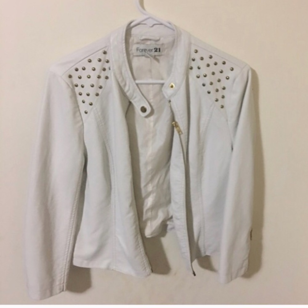 Forever 21 Faux White Leather Jacket.