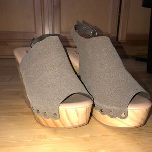Brand New Tan Wooden Suade Torrid Wide Wedges