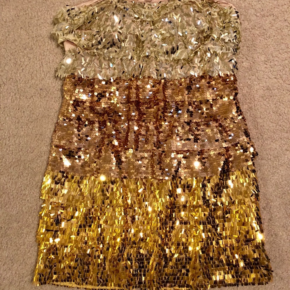Bebe Ombré Gold Sequined mini dress