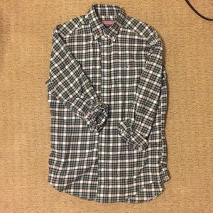 Plaid button down collard shirt