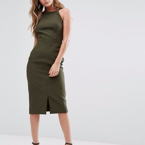 asos olive green dress