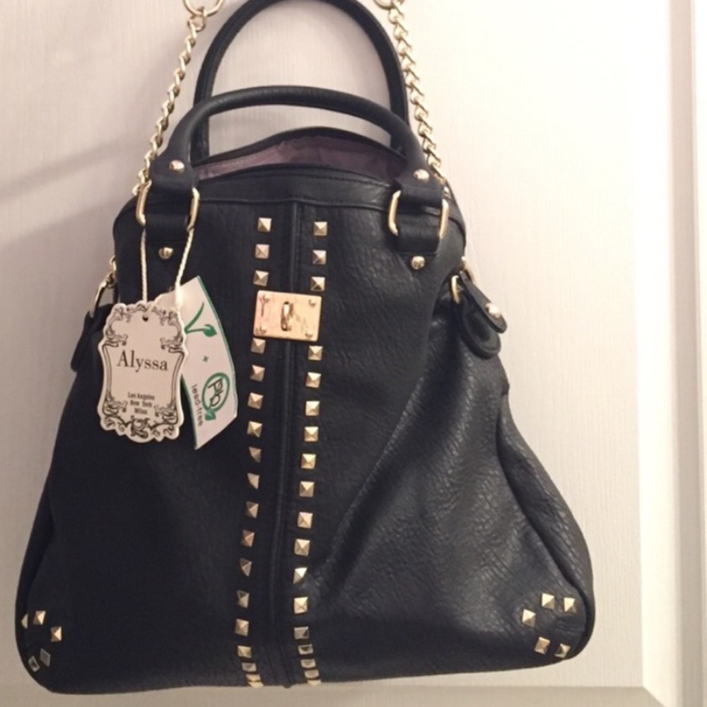 New Alyssa Black Leather Purse