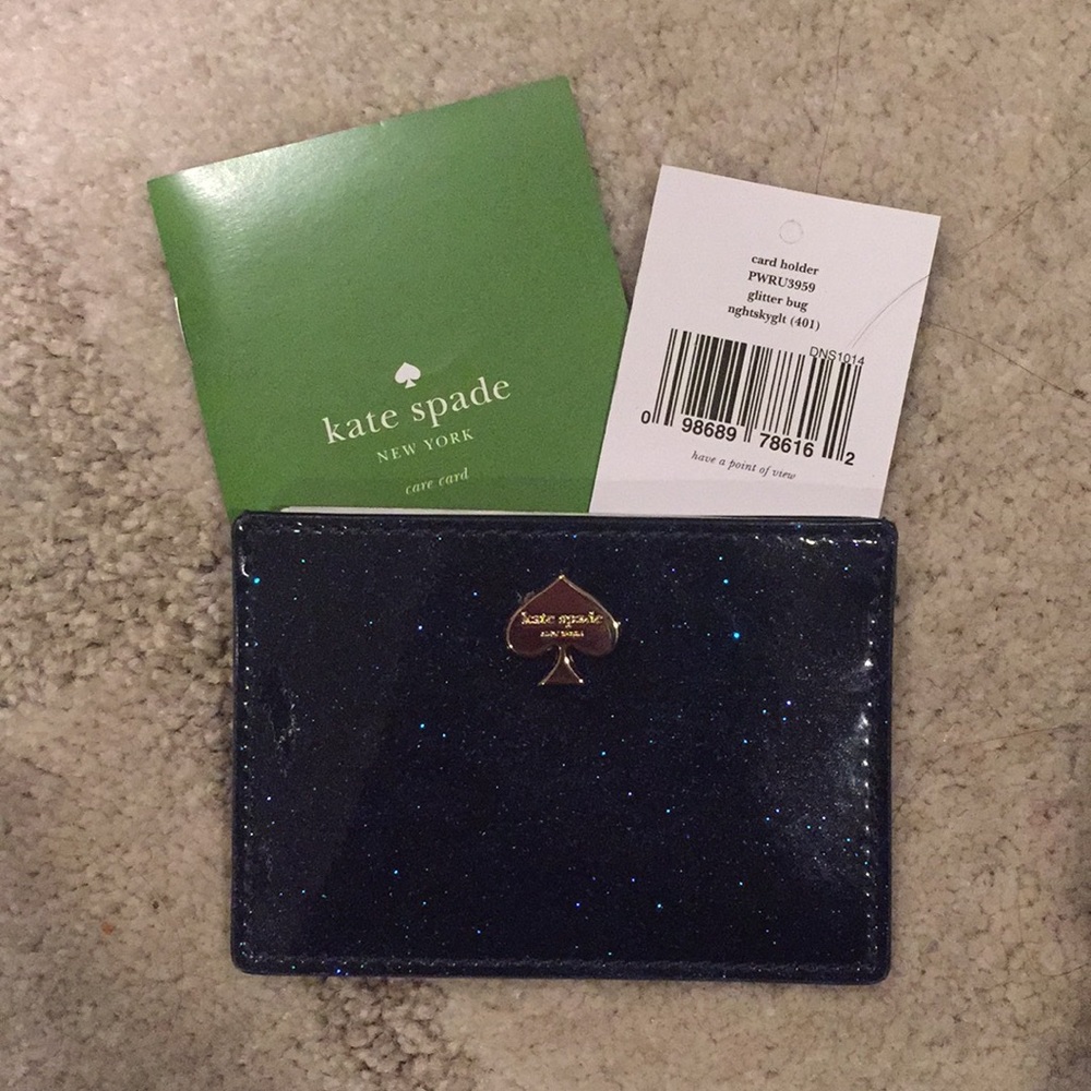 NWT Kate Spade Blue Glitter Cardholder