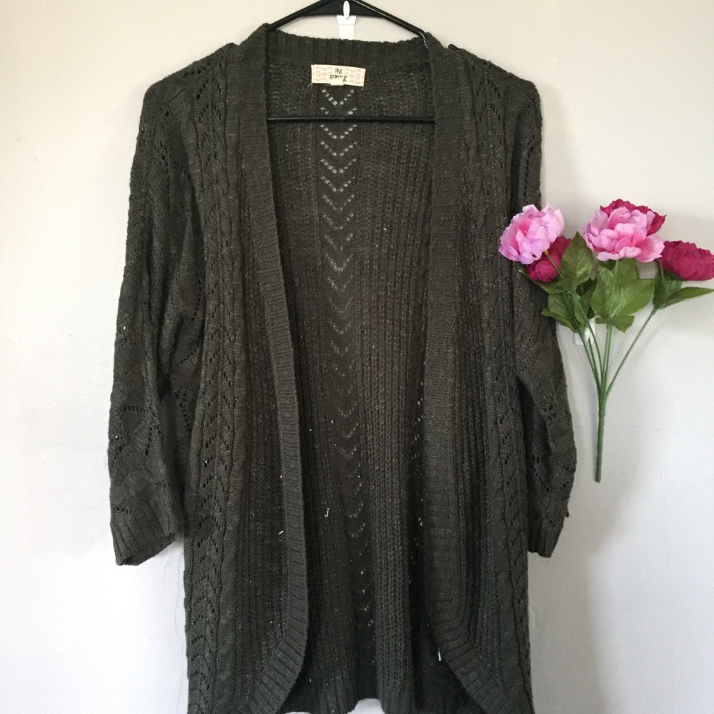 Army green cardigan
