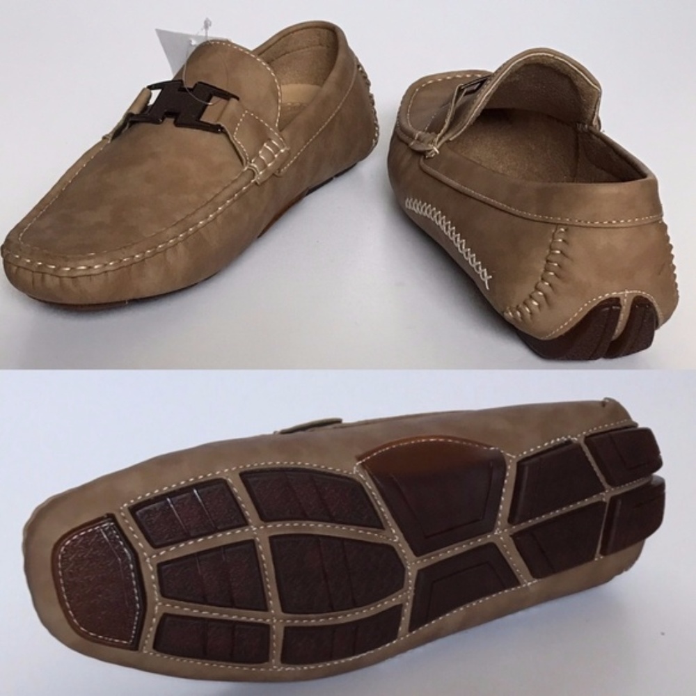 Khaki Casual 'Bruno' Italian Style Driving Loafers - Picture 2 of 4