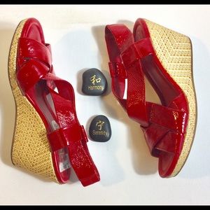 Cole Haan Shoes - Cole Haan Woven Wedge Sandals Red Upper Size Nine Cole Haan Shoes - Cole Haan Woven Wedge Sandals Red Upper Size Nine