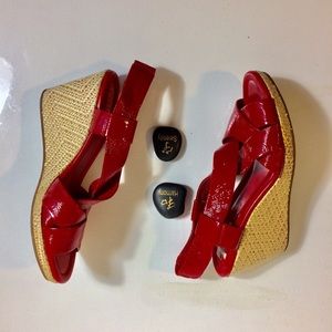 Cole Haan Shoes - Cole Haan Woven Wedge Sandals Red Upper Size Nine Cole Haan Shoes - Cole Haan Woven Wedge Sandals Red Upper Size Nine