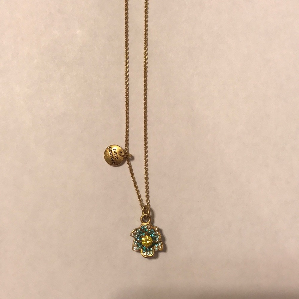 Blue/green diamond flower Juicy Couture necklace