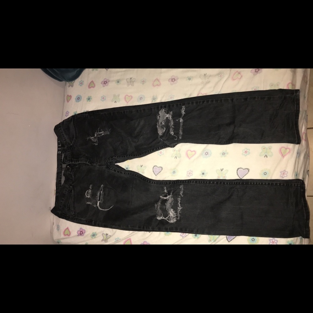 Distressed black jeans