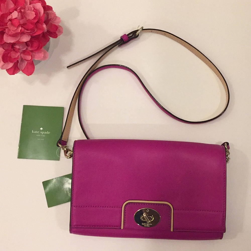 Kate Spade Hot pink leather crossbody Clutch