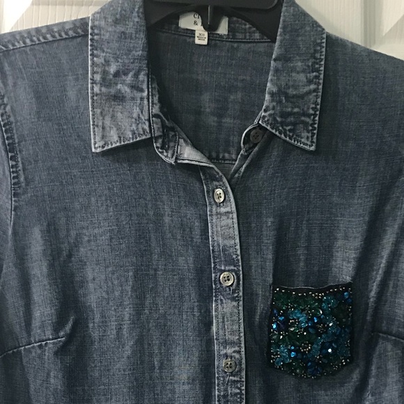 Crown & Ivy Chambray Shirt - Picture 1 of 5