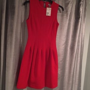 Red pleated dress